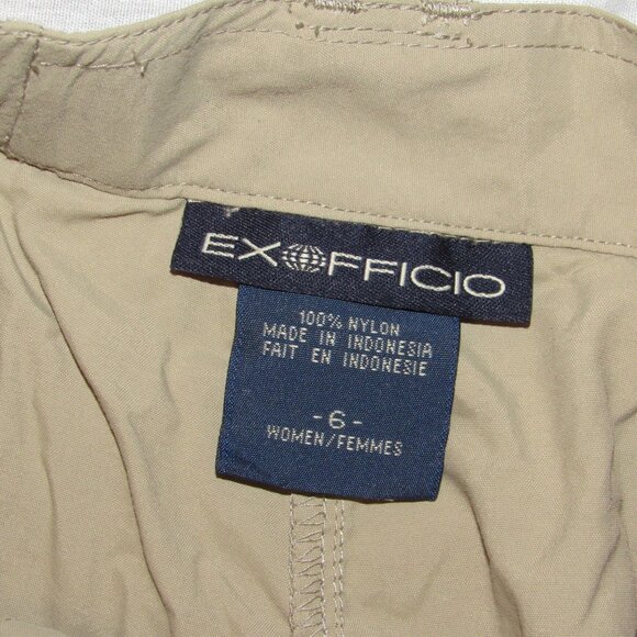 Ex Officio Khaki Lightweight Nylon Cargo Hiking Outdoor Pants Women's sz 6 - Picture 3 of 4